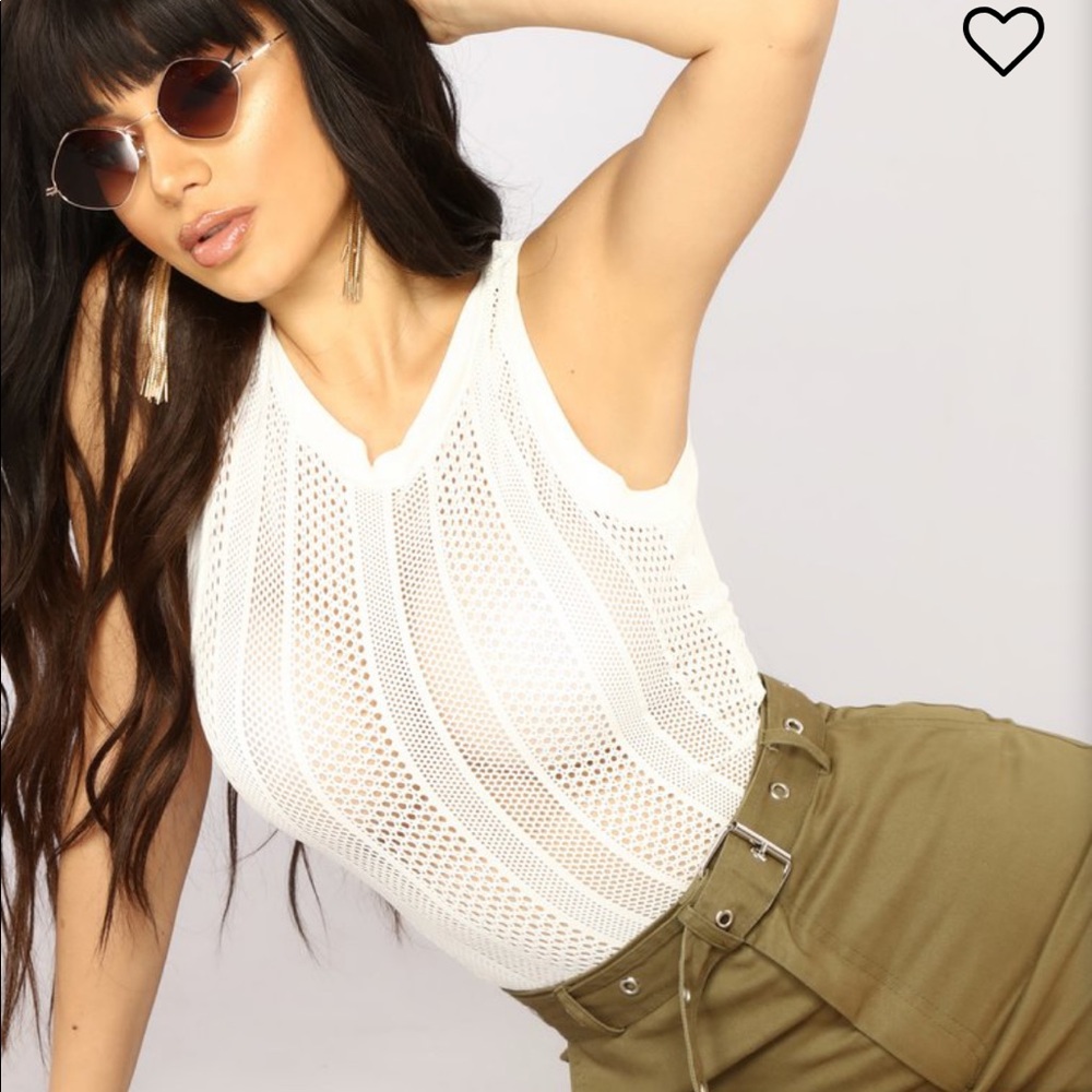 Cream body suit! Sexy.